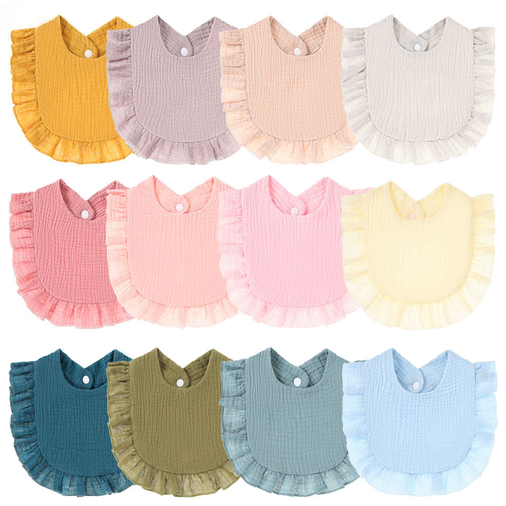 Baby Bibs Burp Cloths Lace Bibs Soft Cotton Adjustable Bib Korean Style Newborn Feeding Bibs Infants Saliva Towel